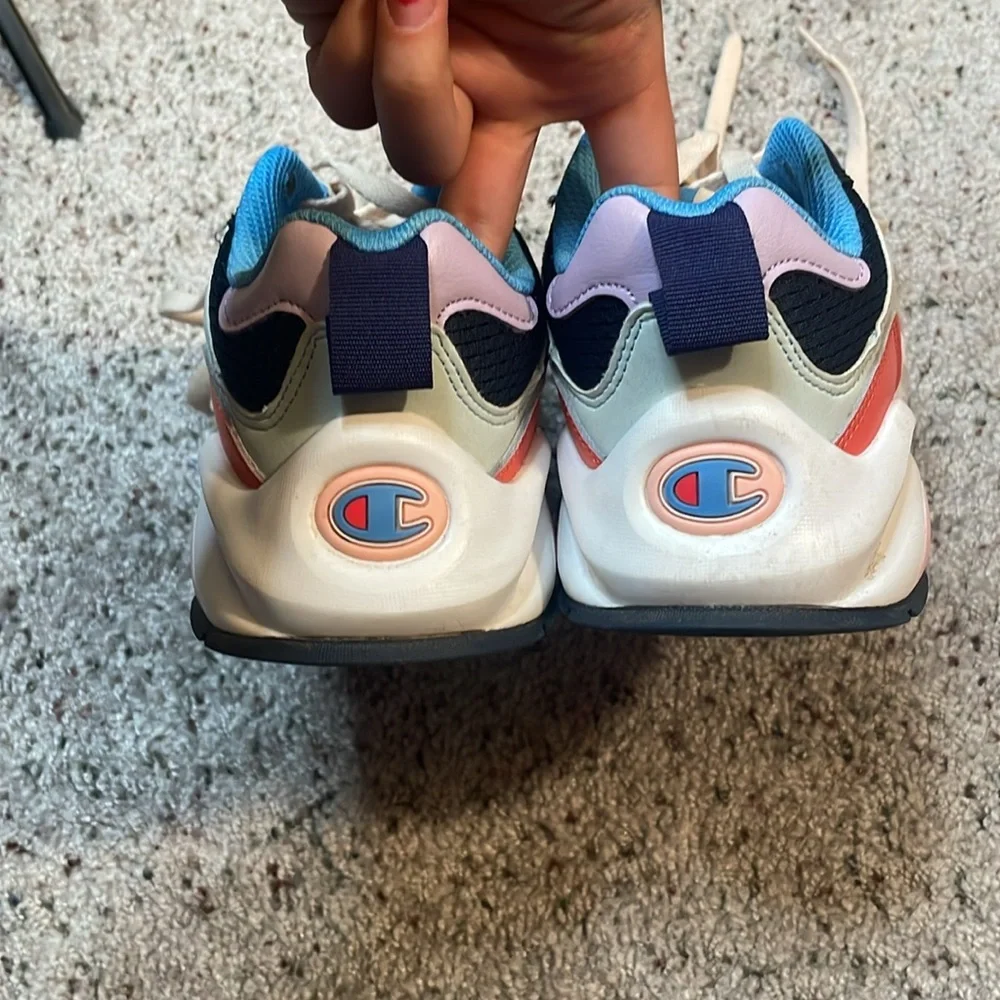 Champion Multi‎ Color Shoes Women’s Sz 6W Block W Blue Pink Purple Tennis Shoe